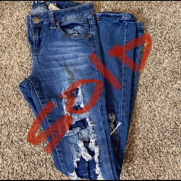 🍉Distress Denim Women’s Skinny Jeans size 1/2 - Picture 1 of 4